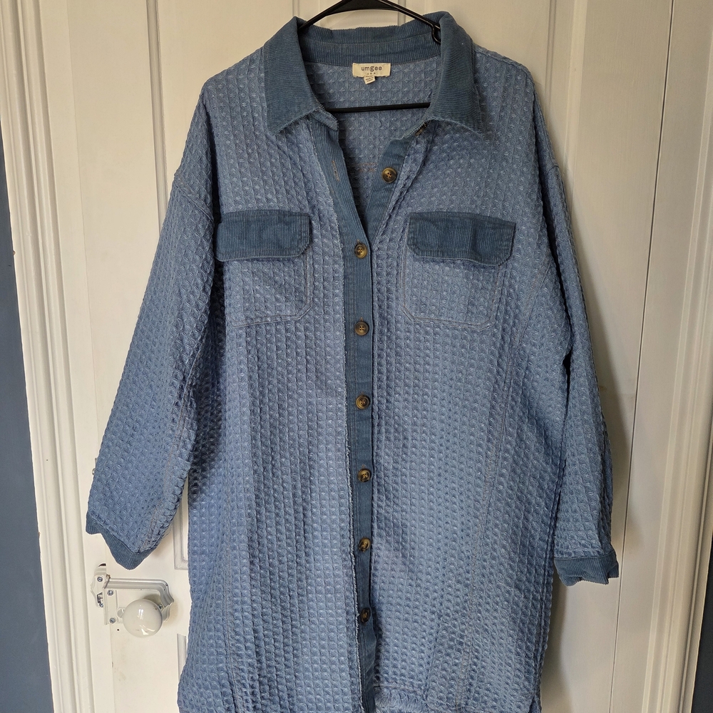 Umgee Light Blue Textured Jean Jacket